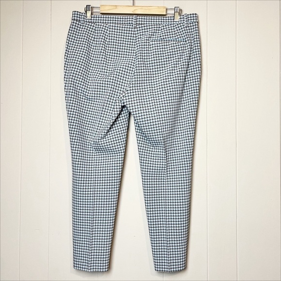 Theory Treeca Pants 10 Check Viscose slim cropped mid rise blue plaid office - Picture 5 of 13